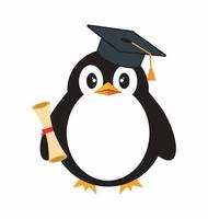 diploma uitreiking pinguïn mascotte vector