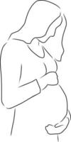zwanger vrouw, vector. hand- getrokken schetsen. vector