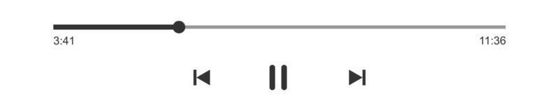 media speler vooruitgang bar met tijd schuif, pauze, terugspoelen en snel vooruit toetsen. gemakkelijk sjabloon van audio of video afspelen paneel koppel vector
