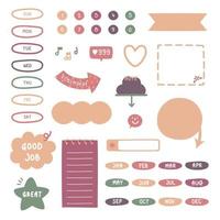 set van schattige hand getrokken, doodle tekstvak met pictogram, tekstballon ballon, plat ontwerp, vector illustratie