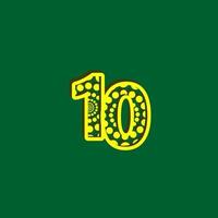 10 verjaardag viering zeepbel gele nummer vector sjabloon ontwerp illustratie