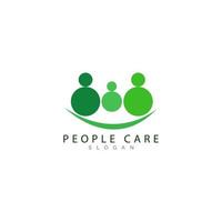 zorgzaam mensen logo ontwerp in groen kleur vector