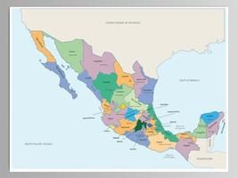 gedetailleerd land kaart van Mexico met omgeving grens vector