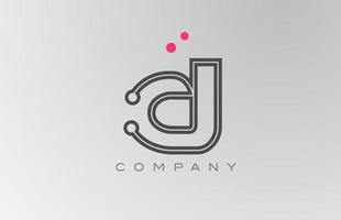 roze grijs d alfabet brief logo icoon ontwerp met lijn en punt. creatief sjabloon voor bedrijf en bedrijf vector