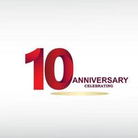 10 jaar Jubileumfeest, vector design voor feesten, uitnodigingskaarten en wenskaarten