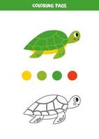 kleur schattig tekenfilm groen schildpad. werkblad voor kinderen. vector