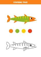 kleur schattig barracuda vis. werkblad voor kinderen. vector