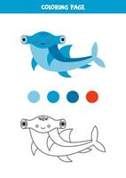 kleur schattig hamerhaai haai. werkblad voor kinderen. vector