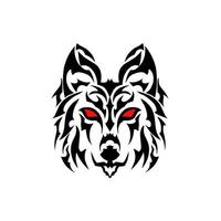 illustratie vector grafisch van tribal kunst hoofd wolf met rood ogen