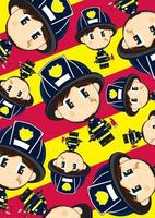 tekenfilm groot hoofd brandweerman karakter patroon vector