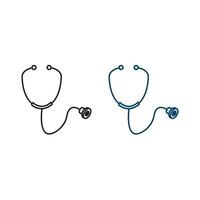 stethoscoop logo icoon illustratie kleurrijk en schets vector