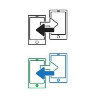 mobiel telefoon overdracht gegevens logo icoon illustratie kleurrijk en schets vector