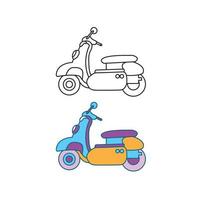 motorfiets logo icoon illustratie kleurrijk en schets vector