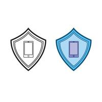 telefoon bewaker logo icoon illustratie kleurrijk en schets vector