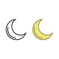 halve maan maan logo icoon illustratie kleurrijk en schets vector