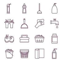 schoonmaak service icon set vector