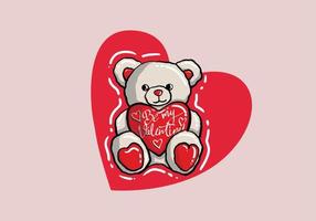 gelukkig Valentijnsdag dag vector ontwerp. Valentijnsdag dag vector met schattig teddy beer en harten. Valentijnsdag dag ontwerp voor poster, sociaal media, banier of advertentie.