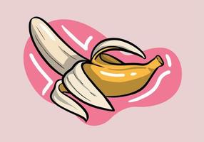 banaan voor de helft geschild vlak illustratie, fruit illustratie, gemakkelijk illustratie vector icoon gelaagde