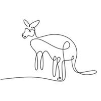 een doorlopende lijntekening van grappige staande kangoeroe. dier uit Australië mascotte concept hand getekend minimalisme stijl. identiteit van het nationale dierentuinlogo voor het pictogram van het instandhoudingspark. vector illustratie