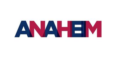 anaheim, Californië, Verenigde Staten van Amerika typografie leuze ontwerp. Amerika logo met grafisch stad belettering voor afdrukken en web. vector