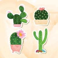 schattig cactus waterverf sticker vector