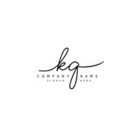 eerste kq handschrift van handtekening logo vector