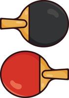reeks van rood en zwart ping pong racket en bal tekenfilm vector icoon. tafel tennis sport uitrusting icoon concept geïsoleerd vector illustratie