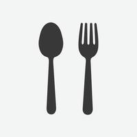 lepel en vork icoon vector. voedsel, dineren, bar, cafe, hotel, aan het eten concept. teken geïsoleerd Aan wit achtergrond. vector