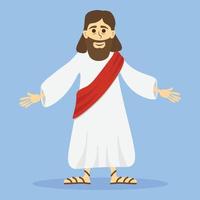 Jezus Christus in schattig tekenfilm stijl. christen Bijbel voor kinderen, vector illustratie.