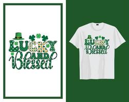 Lucky en gezegend st Patrick dag t overhemd typografie ontwerp vector illustratie