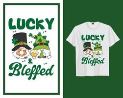 Lucky en gezegend st Patrick dag t overhemd typografie ontwerp vector illustratie