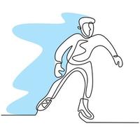 doorlopende lijntekening van schaatsen man. jonge man spelen schaatsen op ijsbaan arena geïsoleerd op een witte achtergrond. leuke wintersport concept hand getrokken schets minimalisme stijl. vector illustratie