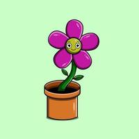 schattig bloem Aan pot illustratie tekenfilm vector