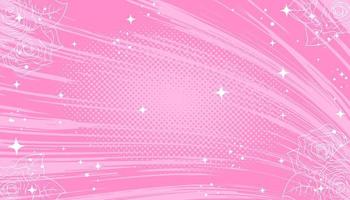 roze lucht achtergrond met manga stijl wolken en rozen. vector