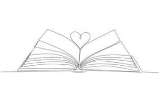 een lijn vector tekening van een boek en een hart. vector illustratie