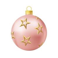 beige Kerstmis boom bal met goud ster vector