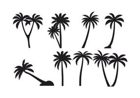 divers kokosnoot palm silhouetten Aan de met achtergrond vector