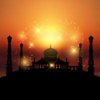 Moskee bij zonsondergang vector