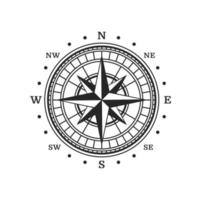 oud kompas wind roos of ster, nautische reizen vector