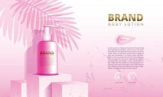 roze marmeren podiumstandaard voor weergave van cosmetische producten en huidcrèmes met achtergrond en 3D-verpakking vectorillustratie vector