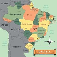 land kaart van Brazilië vector