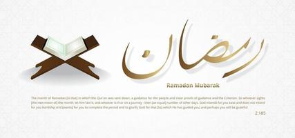 ramadan is de maand van het lezen van de koran met vectorillustraties in Arabische kalligrafie vector