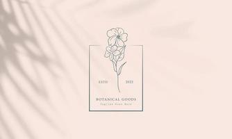 botanisch bloemen element hand- getrokken logo met wild bloem en bladeren vector