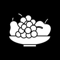 vers fruit in kom donkere modus glyph-pictogram vector