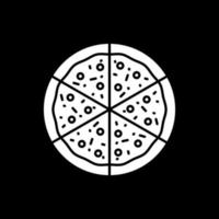 snijd plakjes pizza donkere modus glyph-pictogram vector
