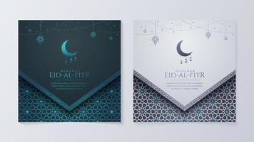 eid al-fitr mubarak, Ramadan kareem, Islamitisch stijl groet achtergrond verzameling reeks met Arabisch ornamenten vector