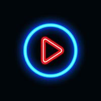 video play neon-pictogram voor website en ui-materiaal. vector illustratie