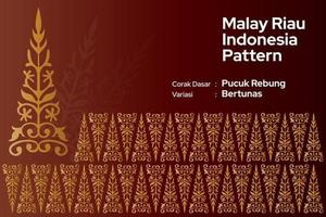 patroon Maleis riau batik songket tenun, het weven corak motief pucuk teruggebeld bertuna's melayu patronen Aan zijdezacht rood achtergrond, traditioneel klassiek handgeweven met goud draden vector