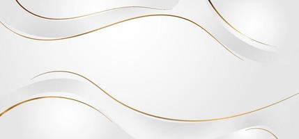 abstracte witte en grijze dynamische golvenachtergrond met gouden de luxestijl van de lijnkromme. vector