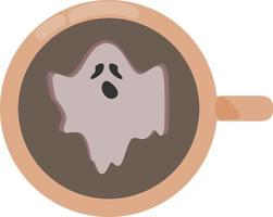kop van koffie met geest vector. halloween illustratie. vrij vector. vector